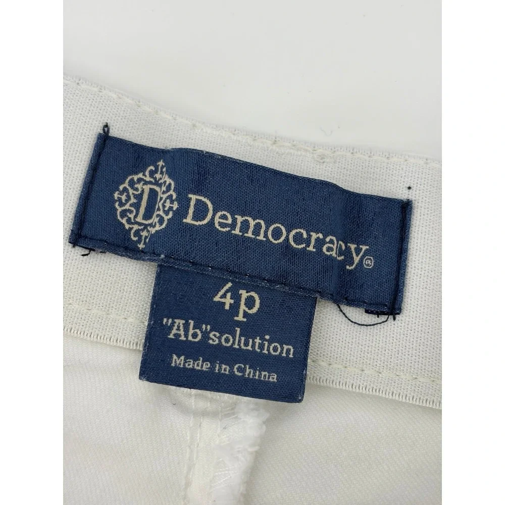 Democracy Ab Solution White Denim Bermuda Shorts Stretch, Women's 4P, Pre-Owned